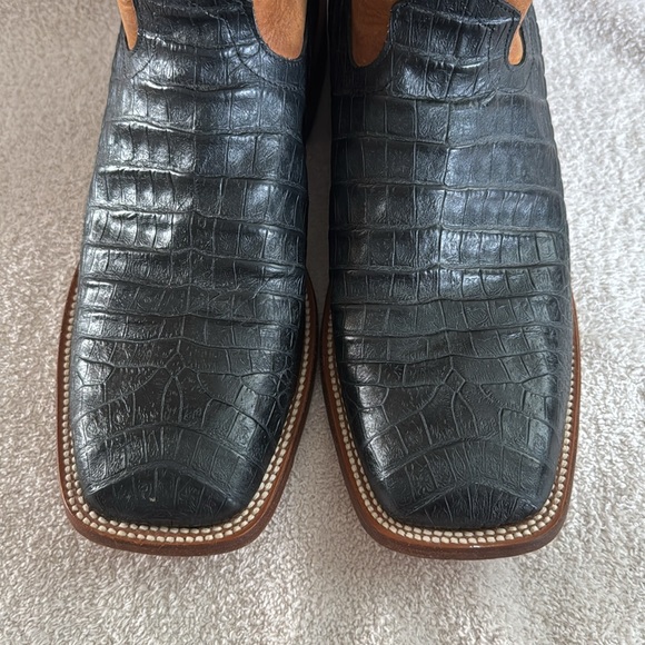 Men's Horse Power Black Caiman Print Boots 13D - Picture 6 of 11